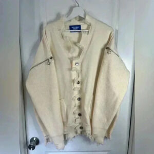 NWOT Aelfric Eden Women’s Apricot Removable Sleeve Distressed Cardigan - Size M